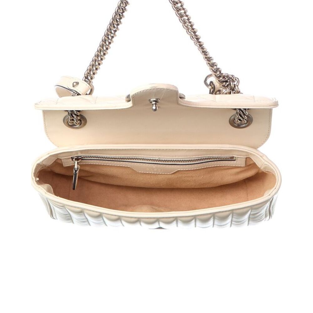 Gucci Mystic White Calfskin Matelasse Leather Aria Small Gg Marmont Shoulder
Bag - Picture 4 of 5